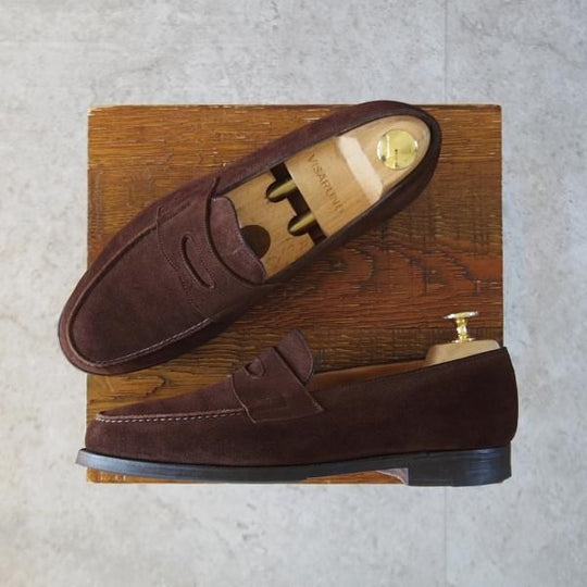 極上★ジョンロブ 5E【現行定価￥239,800-★ロペス/LOPEZ】4395ラスト/コインローファー/スエード/濃茶/メンズ/JOHN LOBB★l156