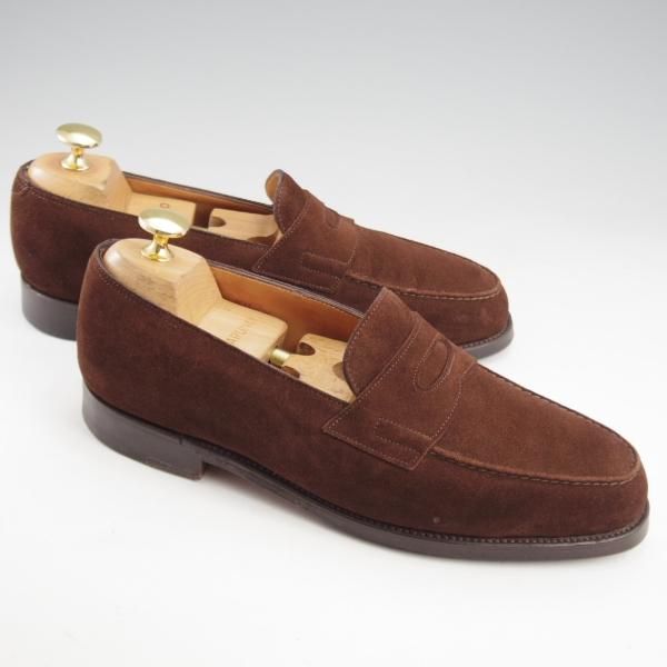 極上★ジョンロブ 5E【現行定価￥239,800-★ロペス/LOPEZ】4395ラスト/コインローファー/スエード/濃茶/メンズ/JOHN LOBB★l156