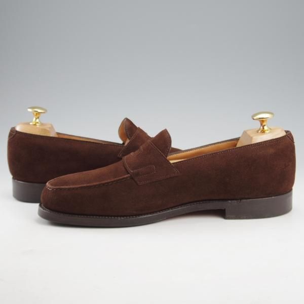 極上★ジョンロブ 5E【現行定価￥239,800-★ロペス/LOPEZ】4395ラスト/コインローファー/スエード/濃茶/メンズ/JOHN LOBB★l156