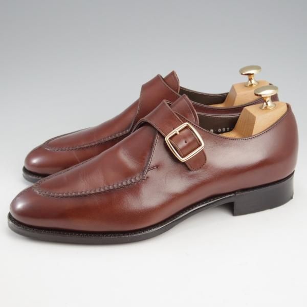 極美品★三陽山長 SIZE 6.5【定価￥110,000-★善八郎/スキンステッチ仕様/R2010ラスト】モンクストラップ/カーフ/茶/Sanyo Yamacho★l158