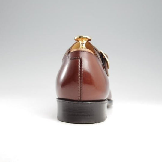 極美品★三陽山長 SIZE 6.5【定価￥110,000-★善八郎/スキンステッチ仕様/R2010ラスト】モンクストラップ/カーフ/茶/Sanyo Yamacho★l158