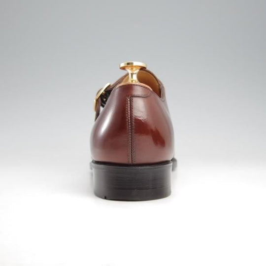 極美品★三陽山長 SIZE 6.5【定価￥110,000-★善八郎/スキンステッチ仕様/R2010ラスト】モンクストラップ/カーフ/茶/Sanyo Yamacho★l158