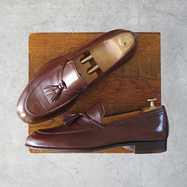 ★(伊)タニノクリスチー SIZE 6.5【定価10万円以上★タッセルローファー/濃茶】スリッポン/カーフ/メンズ/TANINO CRISCI★l168