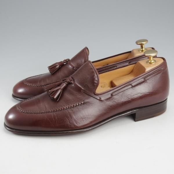 ★(伊)タニノクリスチー SIZE 6.5【定価10万円以上★タッセルローファー/濃茶】スリッポン/カーフ/メンズ/TANINO CRISCI★l168