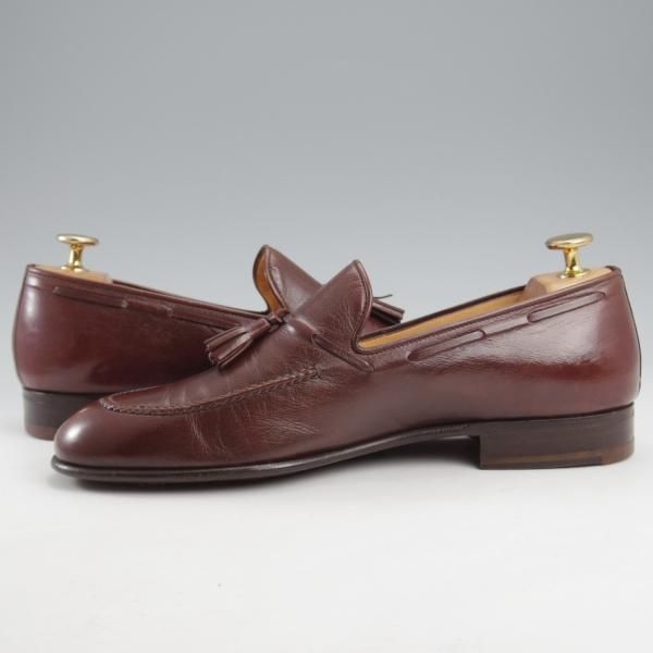 ★(伊)タニノクリスチー SIZE 6.5【定価10万円以上★タッセルローファー/濃茶】スリッポン/カーフ/メンズ/TANINO CRISCI★l168