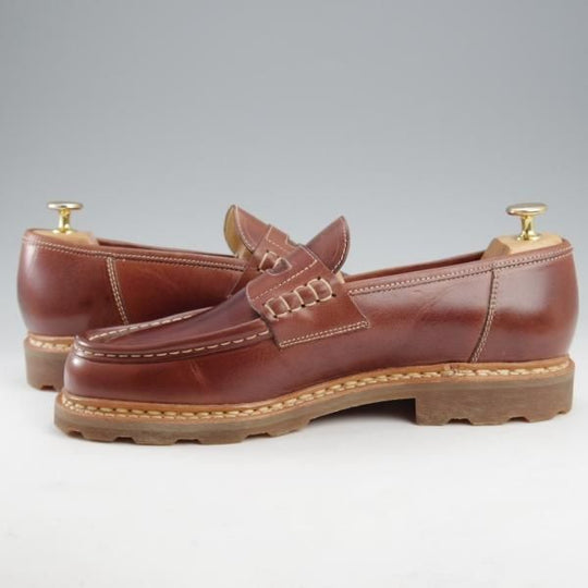 未使用★パラブーツ SIZE 8【モデル定価￥94,600-★ベジタブルタンニンレザー仕様/ランス/REIMS】マロン/コインローファー/茶★l172