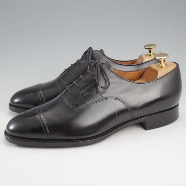 極美品★チャーチ 75F/UK7.5【旧チャーチ★LUDGATE/3都市ロゴ/84ラスト】パンチドキャップトゥ/カーフ/黒/メンズ/Church's★l180