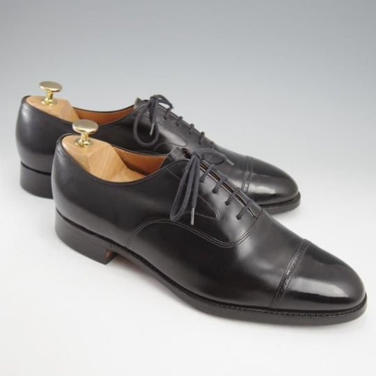 極美品★チャーチ 75F/UK7.5【旧チャーチ★LUDGATE/3都市ロゴ/84ラスト】パンチドキャップトゥ/カーフ/黒/メンズ/Church's★l180