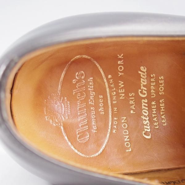 極美品★チャーチ 75F/UK7.5【旧チャーチ★LUDGATE/3都市ロゴ/84ラスト】パンチドキャップトゥ/カーフ/黒/メンズ/Church's★l180
