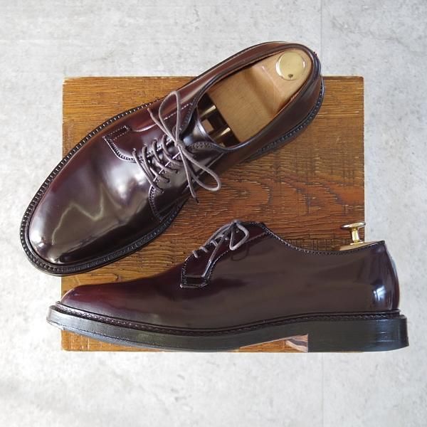 極美品★オールデン 7.5D【定価￥184,800-★コードバン仕様/990】バリーラスト/プレーントゥ/#8/バーガンディー/赤茶/ALDEN★l192