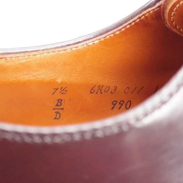 極美品★オールデン 7.5D【定価￥184,800-★コードバン仕様/990】バリーラスト/プレーントゥ/#8/バーガンディー/赤茶/ALDEN★l192