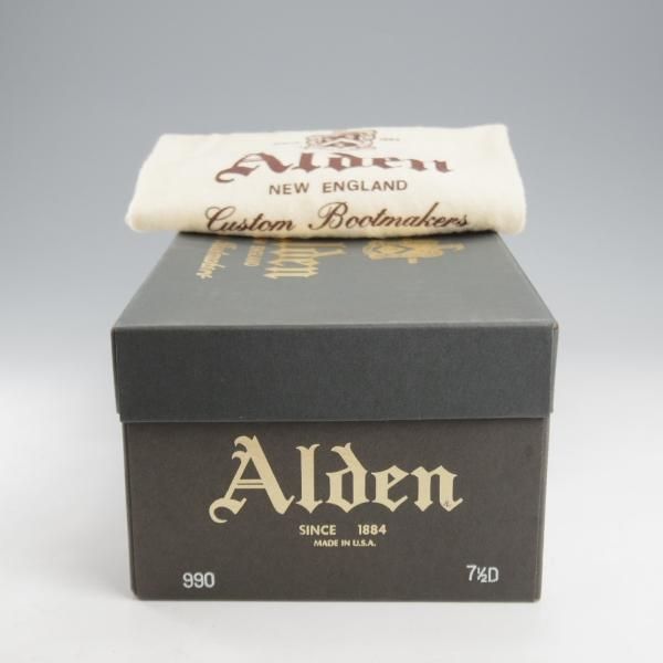 極美品★オールデン 7.5D【定価￥184,800-★コードバン仕様/990】バリーラスト/プレーントゥ/#8/バーガンディー/赤茶/ALDEN★l192