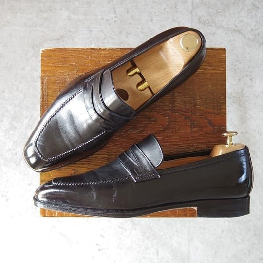 極上★(伊)タニノクリスチー SIZE 8【定価￥153,300-★MICU/コインローファー/659】スリッポン/カーフ/黒/メンズ/TANINO CRISCI★l208