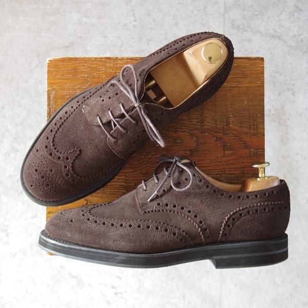 極美品★チャーチ 65G/UK6.5【★フルブローグ/LINGWOOD/81ラスト】スエード/濃茶/メンズ/Church's★l213