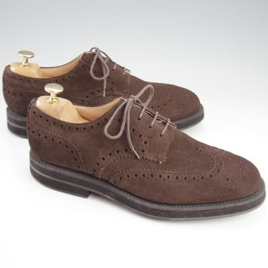 極美品★チャーチ 65G/UK6.5【★フルブローグ/LINGWOOD/81ラスト】スエード/濃茶/メンズ/Church's★l213