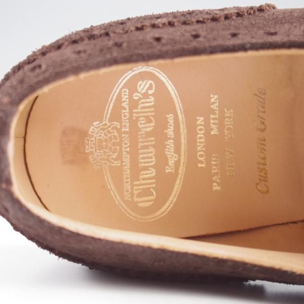 極美品★チャーチ 65G/UK6.5【★フルブローグ/LINGWOOD/81ラスト】スエード/濃茶/メンズ/Church's★l213