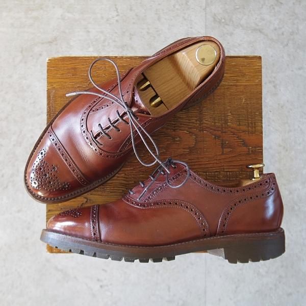 ★トリッカーズ SIZE 7.5-4(UK7程度)【現行定価10万円以上★コマンドソール仕様/セミブローグ】カーフ/茶/メンズ/Tricker's★l219
