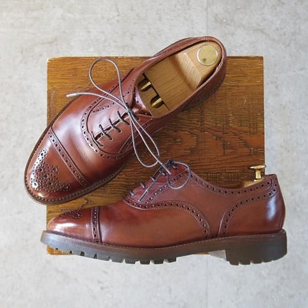 ★トリッカーズ SIZE 7.5-4(UK7程度)【現行定価10万円以上★コマンドソール仕様/セミブローグ】カーフ/茶/メンズ/Tricker's★l219