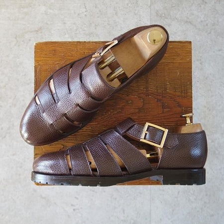極美品★ジャランスリワヤ SIZE 7【定価￥37,400-★グルカサンダル/EDWARD】グレインレザー/濃茶/メンズ/JALAN SRIWIJAWA★l223