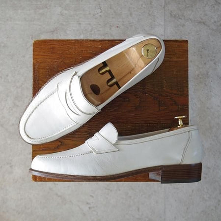 ★(伊)BONORA/ボノーラ SIZE 41.5【★コインローファー/白】シボ革/メンズ★l228