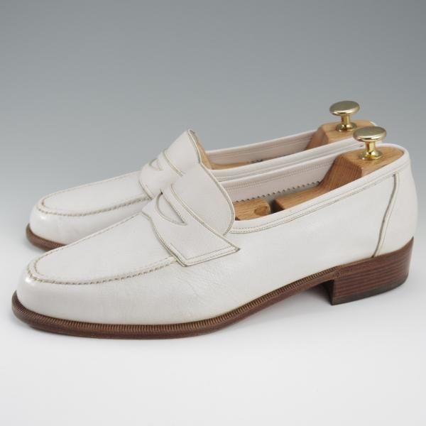★(伊)BONORA/ボノーラ SIZE 41.5【★コインローファー/白】シボ革/メンズ★l228