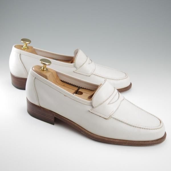 ★(伊)BONORA/ボノーラ SIZE 41.5【★コインローファー/白】シボ革/メンズ★l228