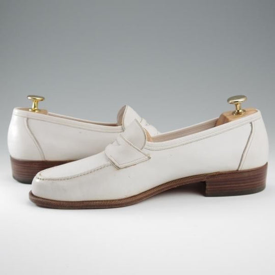 ★(伊)BONORA/ボノーラ SIZE 41.5【★コインローファー/白】シボ革/メンズ★l228