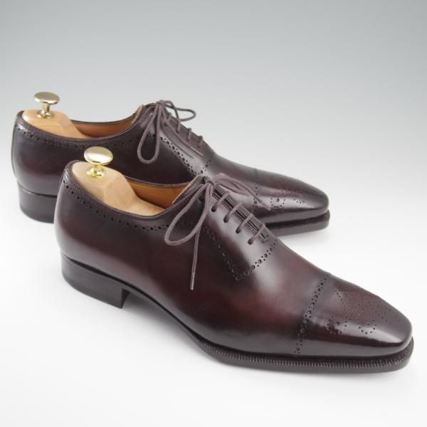 未使用★(伊)メッカリエロ SIZE 7【濃茶系パティーヌ★グッドイヤーウェルテッド製法/オックスフォードシューズ】カーフ/メンズ★l230