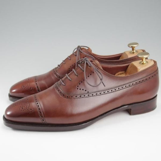 極美品★クロケット&ジョーンズ 7E【定価12万円程度★(英)ジョージクレバリー別注/ハンドグレード】EDWARD/セミブローグ/濃茶★l233