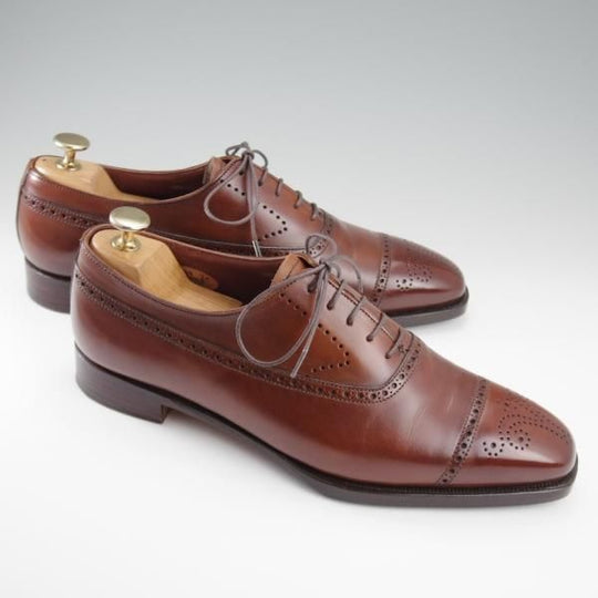 極美品★クロケット&ジョーンズ 7E【定価12万円程度★(英)ジョージクレバリー別注/ハンドグレード】EDWARD/セミブローグ/濃茶★l233