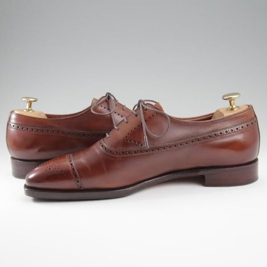 極美品★クロケット&ジョーンズ 7E【定価12万円程度★(英)ジョージクレバリー別注/ハンドグレード】EDWARD/セミブローグ/濃茶★l233