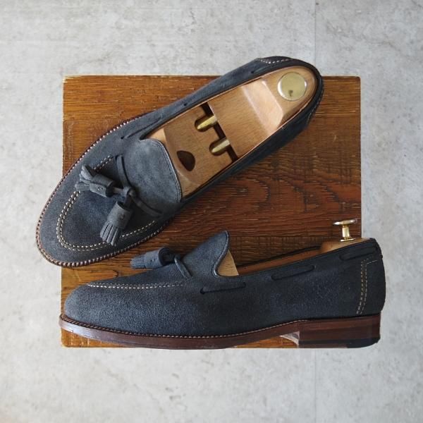 極上★オールデン 7D【貴重★ブルックスブラザーズ別注/09188】タッセルローファー/スエード/紺/メンズ/BROOKS BROTHERS/ALDEN★l235