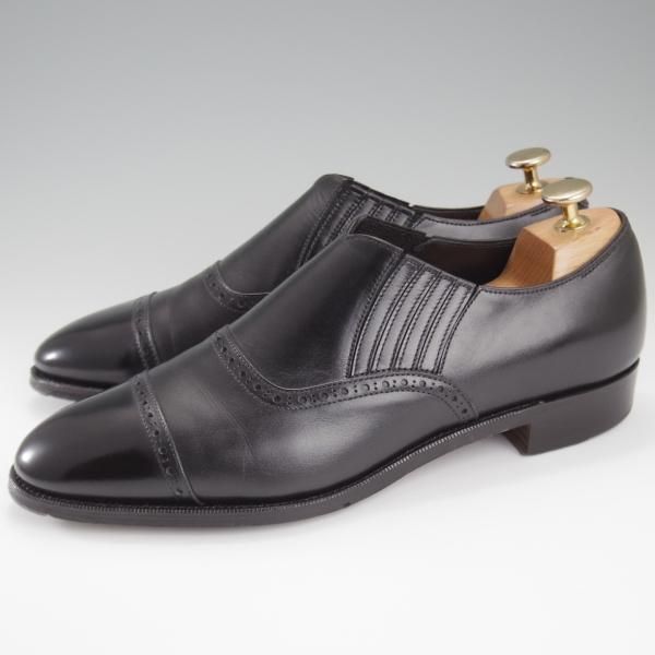 美品★(浅草)RENDO/レンド SIZE 7.5【現行定価￥68,200-★サイドエラスティック/7703】カーフ/黒/メンズ★l246