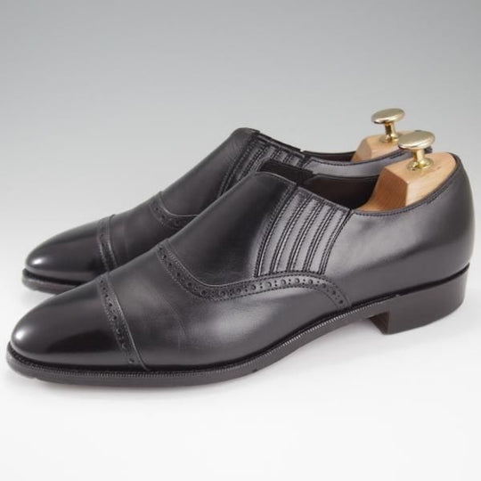美品★(浅草)RENDO/レンド SIZE 7.5【現行定価￥68,200-★サイドエラスティック/7703】カーフ/黒/メンズ★l246