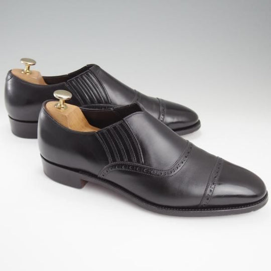 美品★(浅草)RENDO/レンド SIZE 7.5【現行定価￥68,200-★サイドエラスティック/7703】カーフ/黒/メンズ★l246