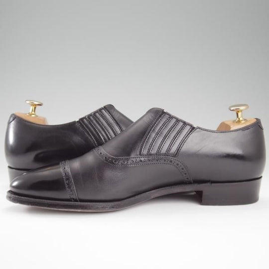 美品★(浅草)RENDO/レンド SIZE 7.5【現行定価￥68,200-★サイドエラスティック/7703】カーフ/黒/メンズ★l246