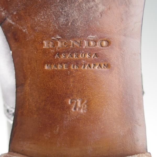 美品★(浅草)RENDO/レンド SIZE 7.5【現行定価￥68,200-★サイドエラスティック/7703】カーフ/黒/メンズ★l246
