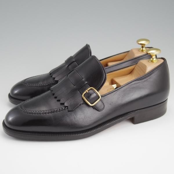 美品★(伊)タニノクリスチー SIZE 5【定価10万円以上★キルトモンク/BOLZO】ローファー/カーフ/黒/メンズ/TANINO CRISCI★l258