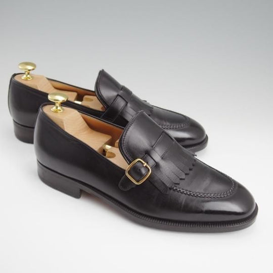 美品★(伊)タニノクリスチー SIZE 5【定価10万円以上★キルトモンク/BOLZO】ローファー/カーフ/黒/メンズ/TANINO CRISCI★l258