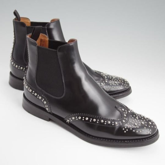 極上★チャーチ(レディース) SIZE 36.5【定価￥198,000-★KETSBY MET/サイドゴアブーツ/スタッズ】黒/Church's★l264