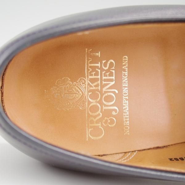 極美品★クロケット&ジョーンズ 8E【★プール/POOLE】366ラスト/コインローファー/カーフ/紺/メンズ/Crockett&Jones★l267