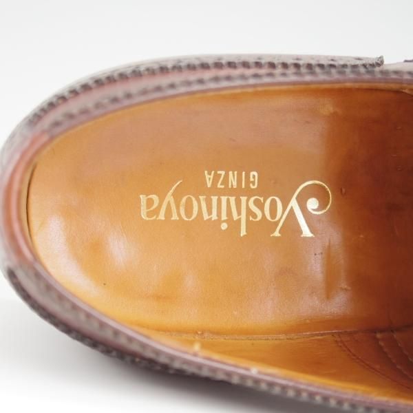 極上★銀座ヨシノヤ SIZE 25.5【小笠原シューズ製★ハンドソーンウェルテッド製法/セミブローグ】シボ革/茶/メンズ★l273