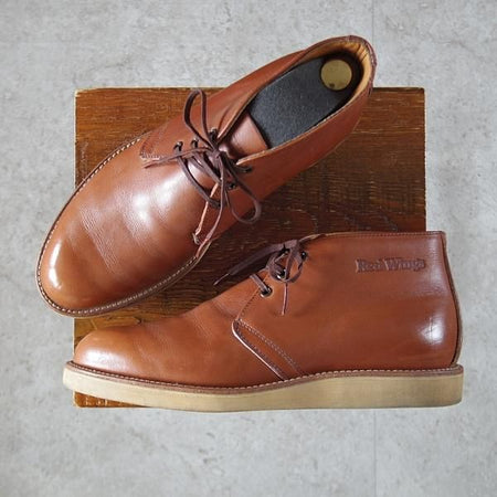極上★RED WING/レッドウィング 7.5D【貴重★80's前後/プリント羽タグ/595】クラシックチャッカブーツ/レザー/茶/メンズ★l291