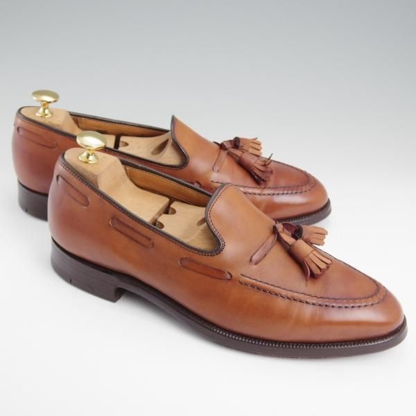 極上★(英)Ede&Ravenscroft 7.5E【貴重★ロイヤルワラント4つ時代/タッセルローファー/TASSELE】茶/イード&レベンスクロフト★l293