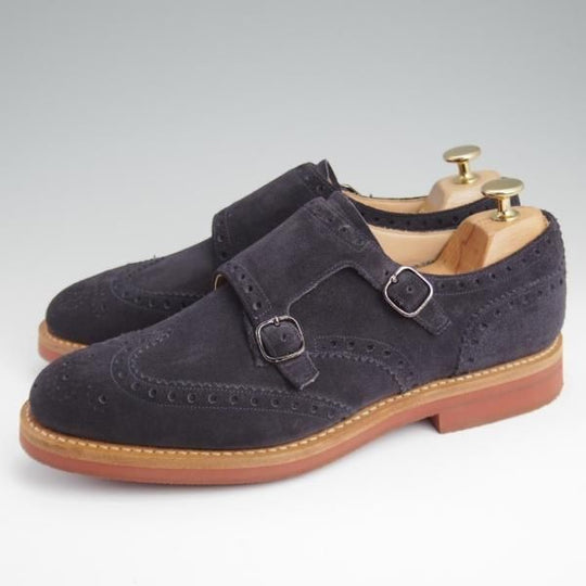 未使用★チャーチ 70G/UK7【貴重★KELBY 3/ダブルモンク/81ラスト】スエード/紺/メンズ/Church's★l295