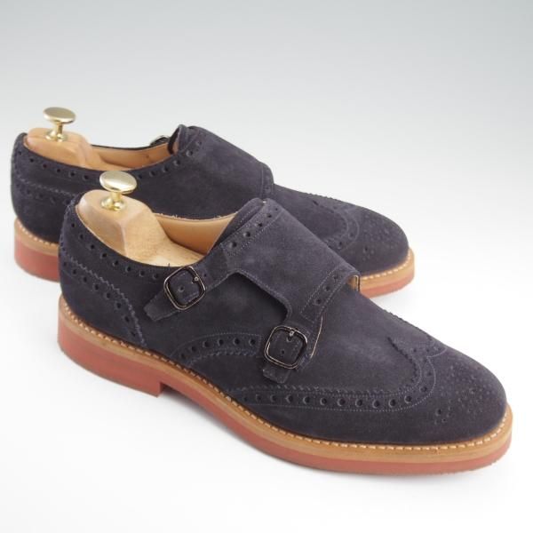 未使用★チャーチ 70G/UK7【貴重★KELBY 3/ダブルモンク/81ラスト】スエード/紺/メンズ/Church's★l295