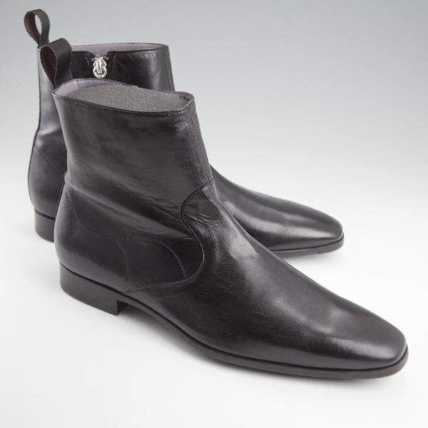 未使用★(伊)サントーニ SIZE 6【★サイドジップブーツ/黒】8586/ナッパレザー/メンズ/Santoni★l297