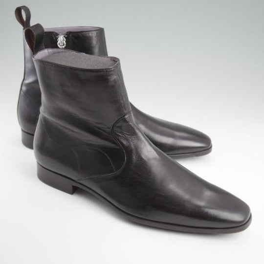 未使用★(伊)サントーニ SIZE 6【★サイドジップブーツ/黒】8586/ナッパレザー/メンズ/Santoni★l297