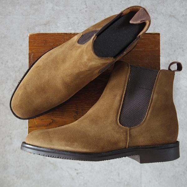 極上★チャーチ 80F/UK8【貴重★38ラスト/4都市ロゴ過渡期/ASTORIA】サイドゴアブーツ/スエード/茶/メンズ/Church's★l298
