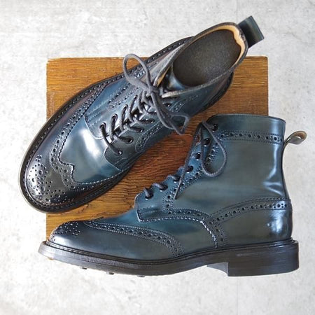 極美品★トリッカーズ SIZE 7【現行定価17万円以上★コードバン/紺/SHIPS別注】カントリーブーツ/M7484/メンズ/Tricker's★l301